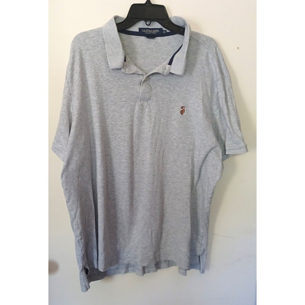 US Polo Assn Men 2XL Gray Luxury Feel Short Sleeve Polo Shirt 11D813 Preppy Golf